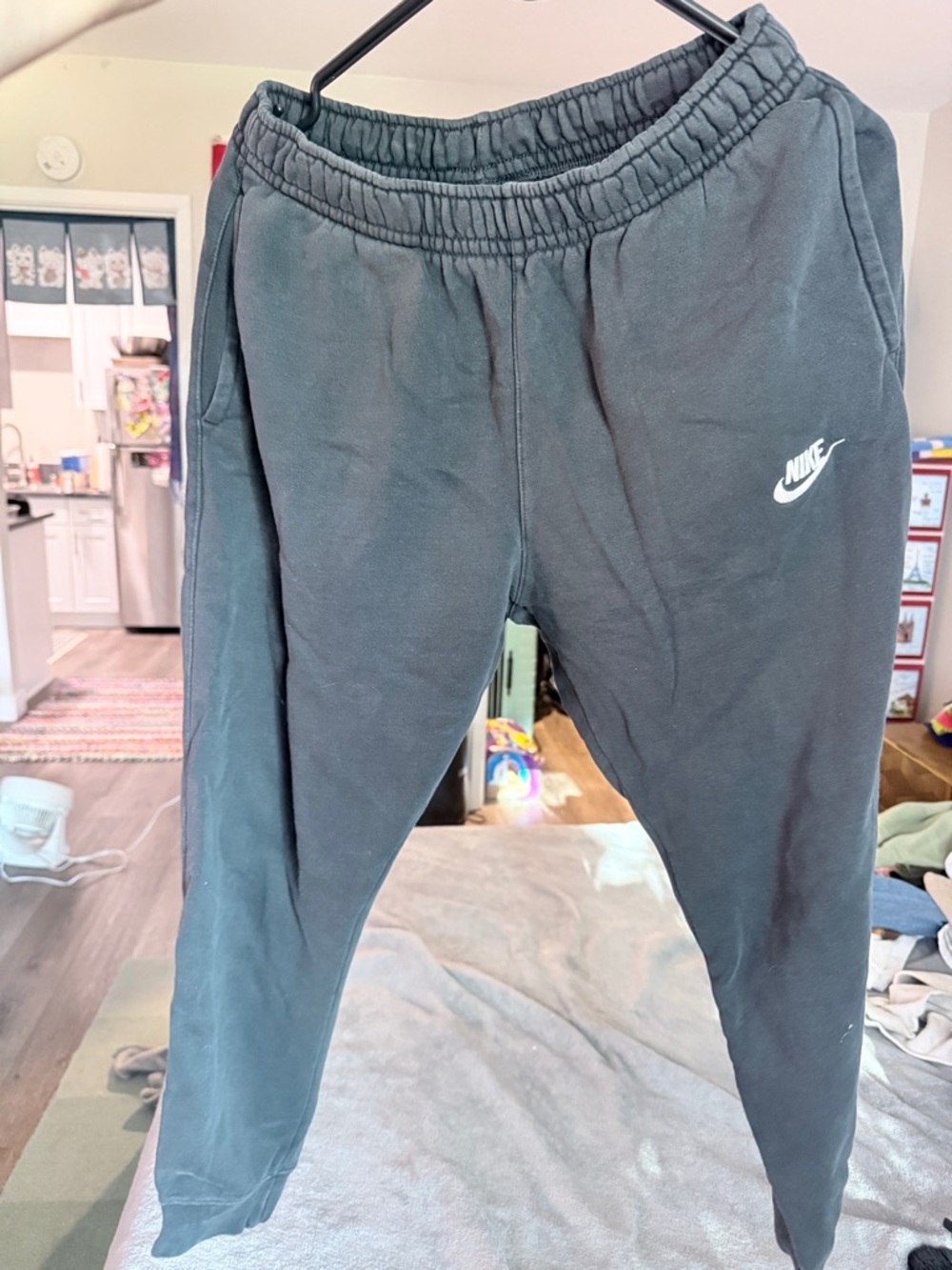 Nike Black Men’s Jogger Sweatpants with White Swoosh